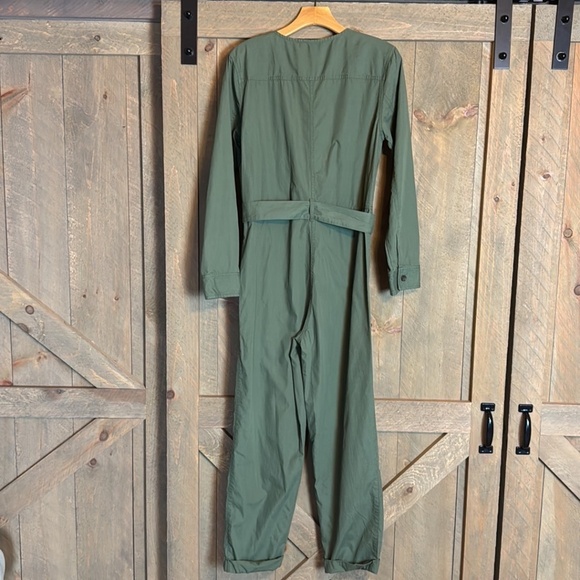 Banana Republic army green flight jacket jumpsuit Organic cotton Size 6 Tall - Picture 7 of 13